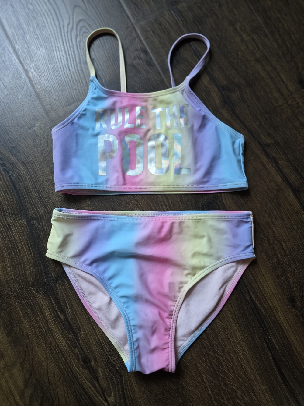 btween Pastel Tie-Dye Girls' Bikini - Pink, Blue, Yellow, Purple